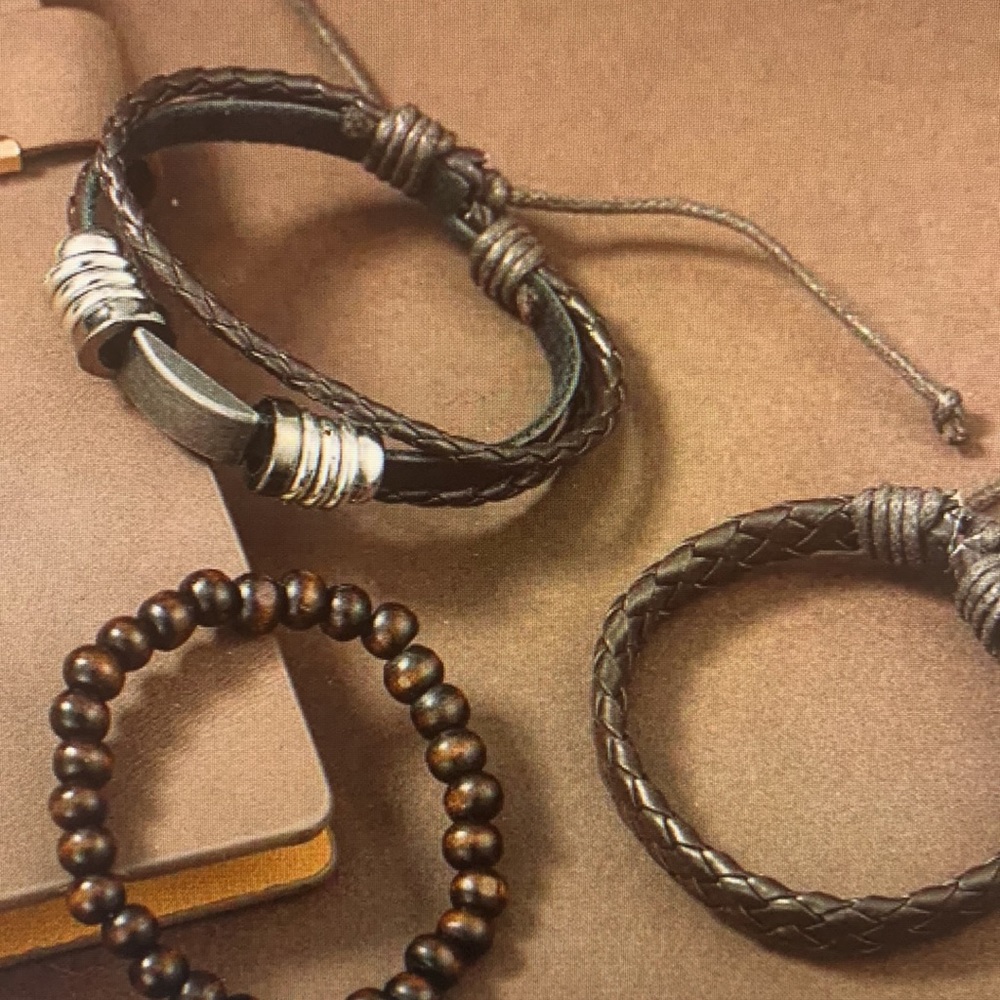 New 3 pieces handcrafted vintage leather woven bracelets